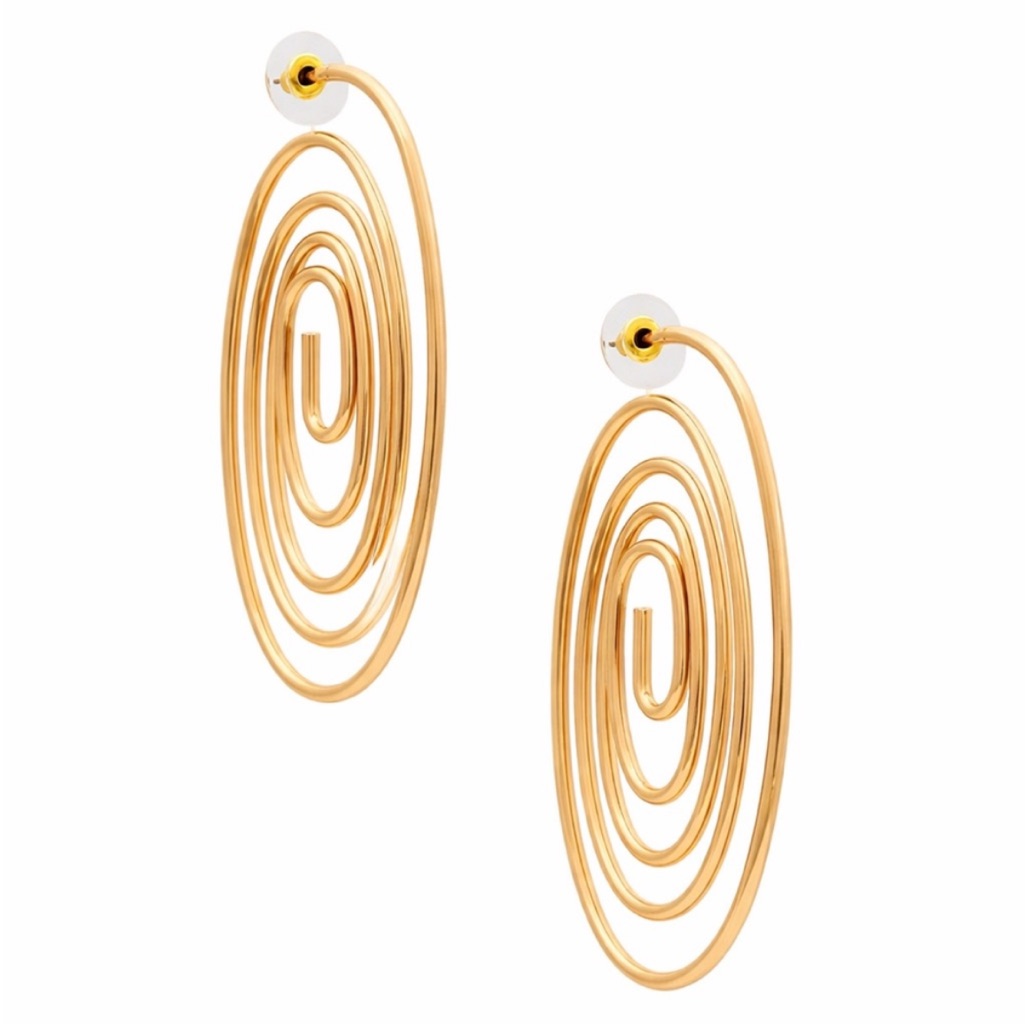 New! Gold Spiral Statement Earrings Nwot